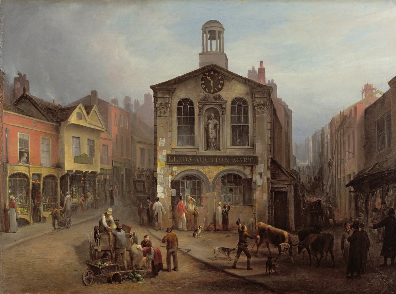 The Old Moot Hall, Leeds, n. 1825 (öljy kankaalle) tekijältä Joseph Rhodes