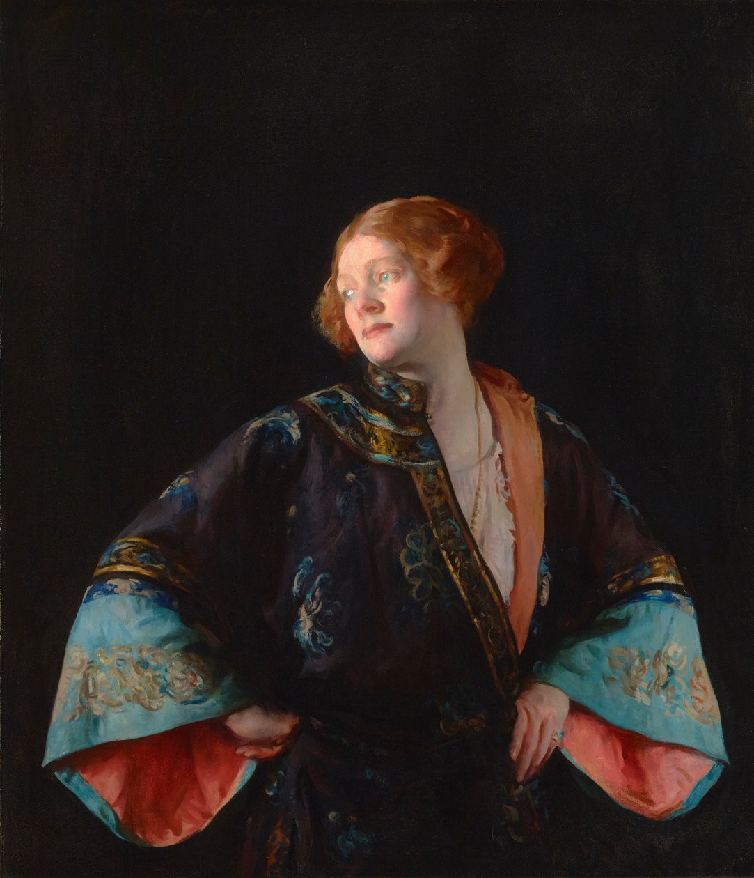 Sininen mandariinitakki (The Blue Kimono) 1922 (Öljy kankaalle) tekijältä Joseph Rodefer De Camp