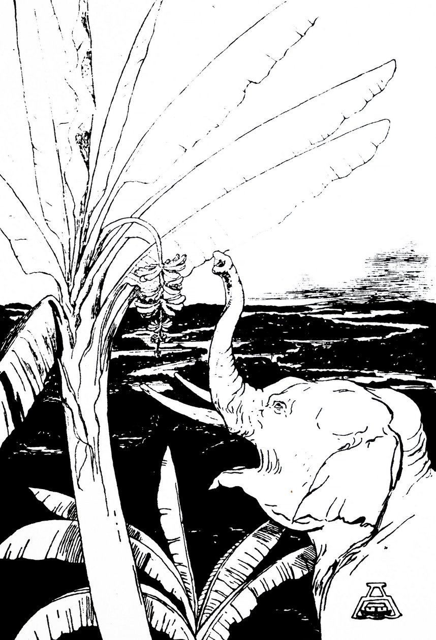 Kiplingin kuva norsusta (kaiverrus) tekijältä Joseph Rudyard Kipling