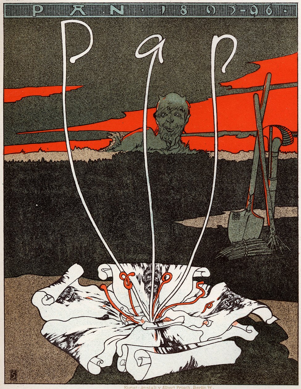 Taide. Pan, jugendtyylinen aikakauslehti. Juliste Joseph Sattler, Saksa, n. 1895 (juliste) tekijältä Joseph Sattler