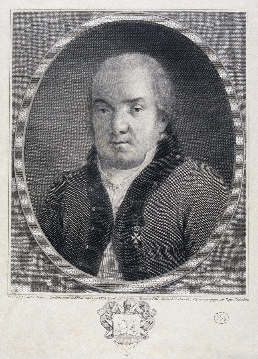 Arkkitehti Giacomo Quarenghin muotokuva 1744-1817, 1700-luvun loppu. tekijältä Joseph Saunders