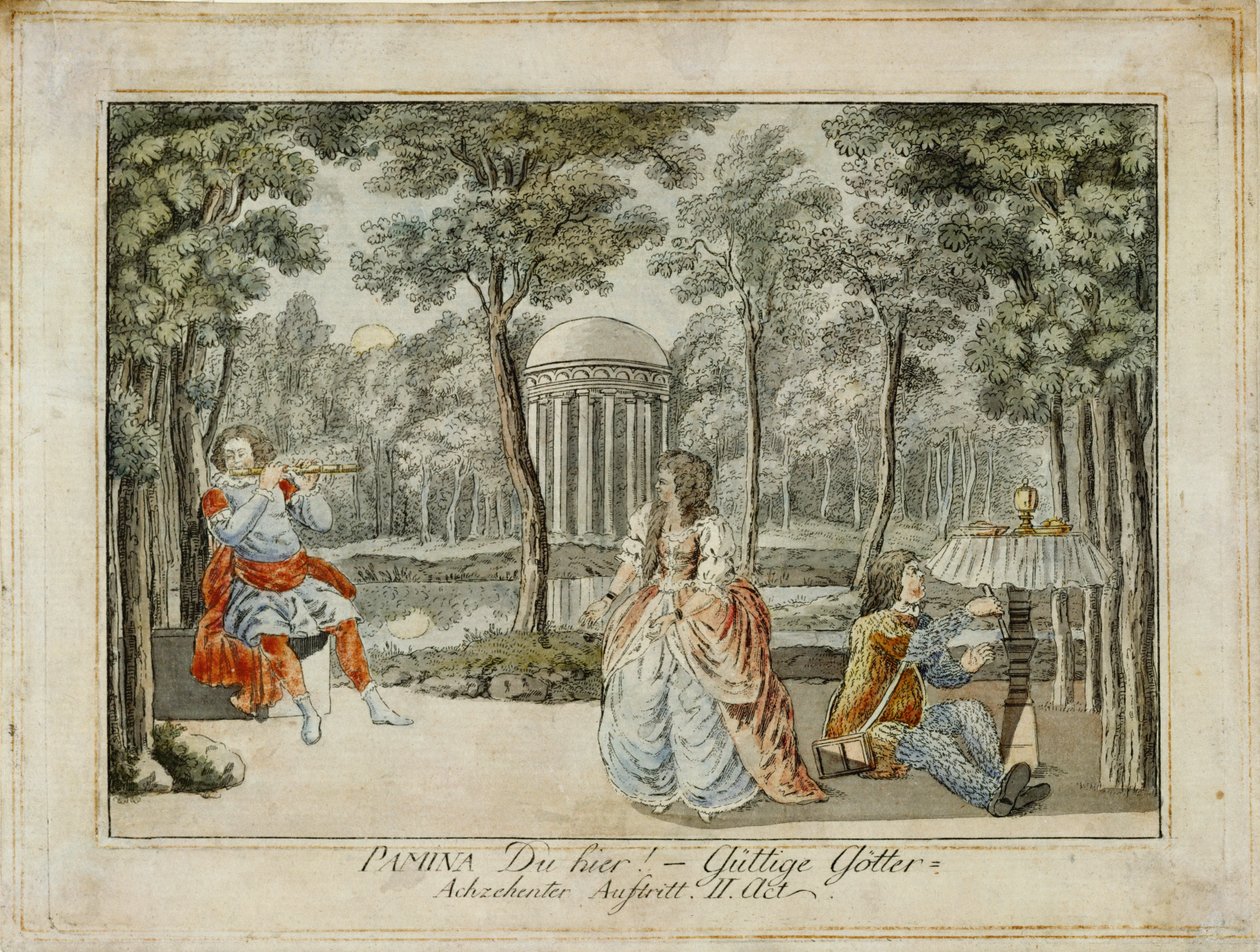 Tamino, Pamina ja Papageno ... (kaiverrus) tekijältä Joseph Schaffer