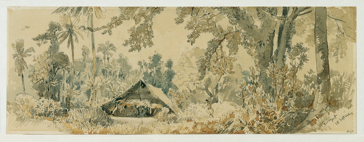 Alkuperäinen mökki Puinipet (Ponape) saarella, Caroline Islands tekijältä Joseph Selleny