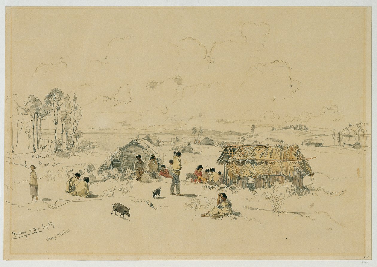 Maori-Dorf am Fluss Mangatawhiri, Auckland (Neuseeland) tekijältä Joseph Selleny