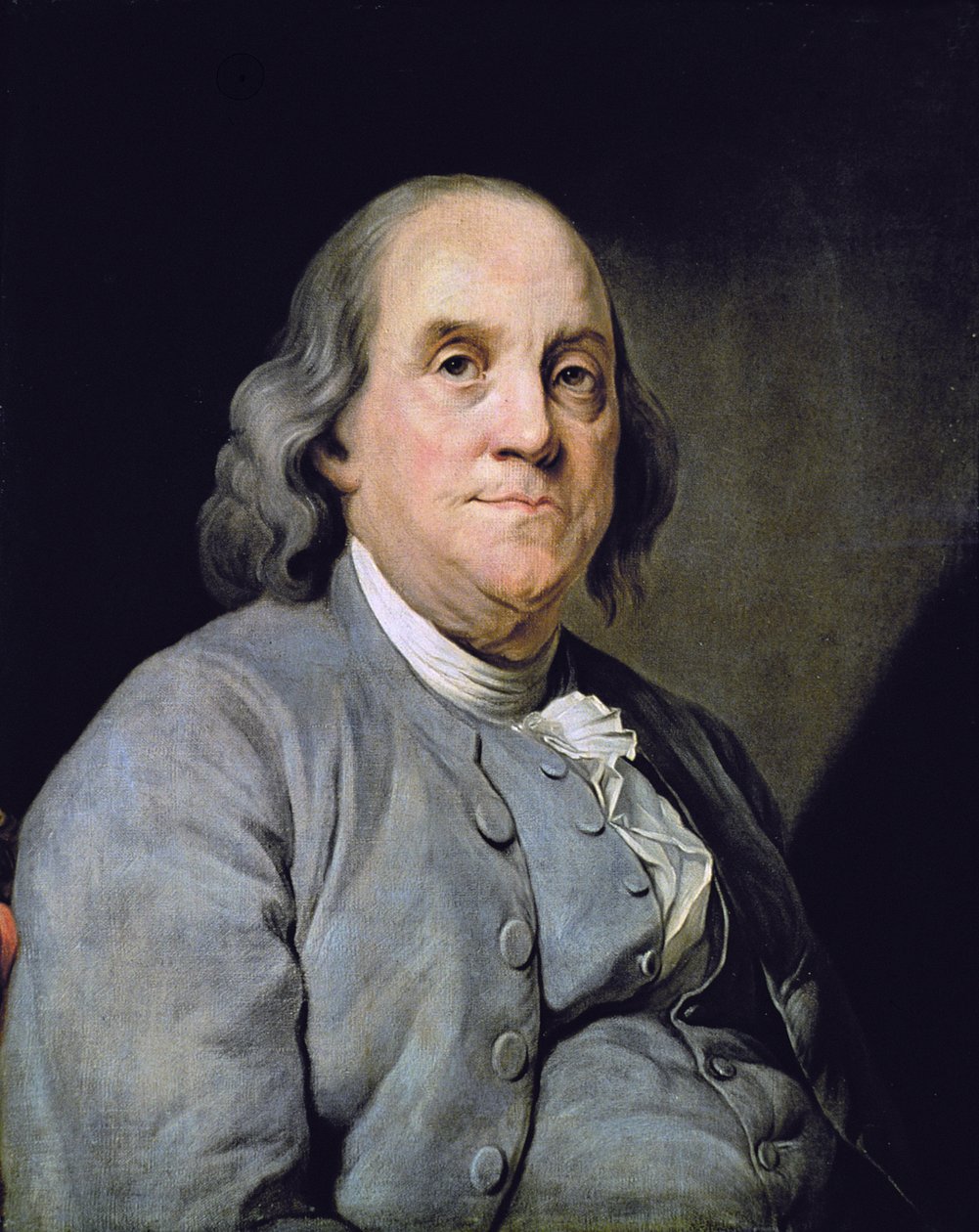 Benjamin Franklinin muotokuva (väri litho) tekijältä Joseph Siffred (after) Duplessis