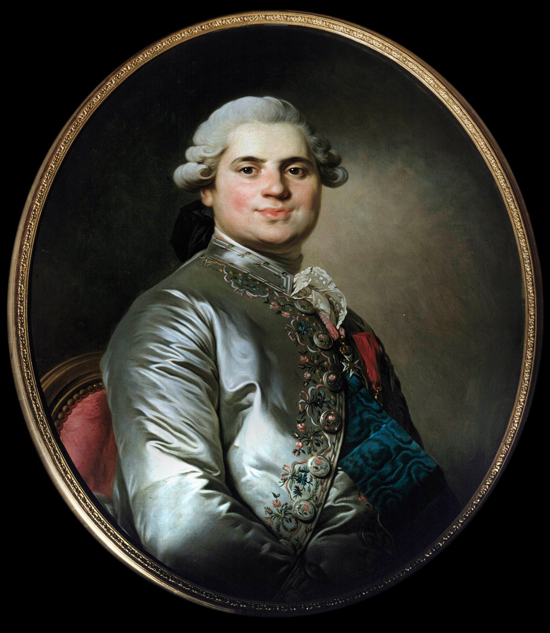 Provencen kreivin (1755-1824) muotokuva, josta tuli Ludvig XVIII - Joseph Siffred Duplessisin (1725-1802) maalaus (Joseph-Siffred, Joseph Siffrede, Joseph-Siffrede, Joseph Siffrein, Joseph-Siffrein) tekijältä Joseph Siffred Duplessis