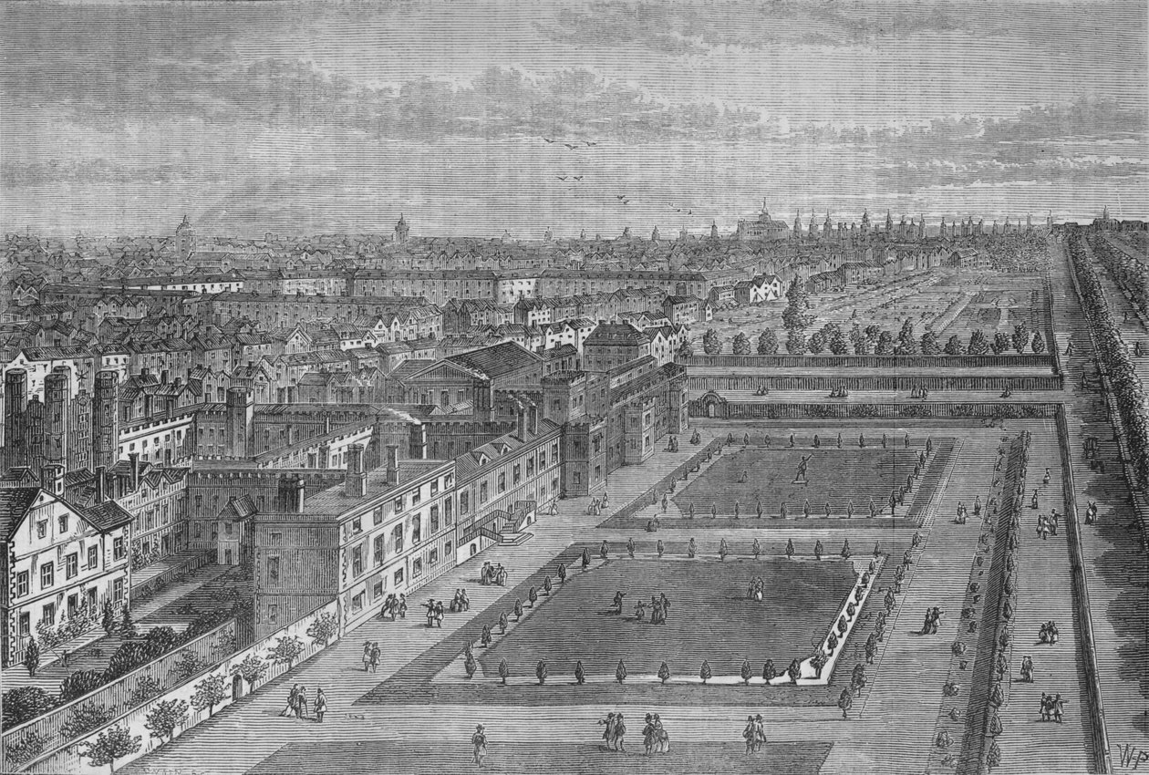 Vanha näkymä St Jamesin palatsista, Westminster, Lontoo, ennen Lontoon suurta tulipaloa, c1870 1878 tekijältä Joseph Swain