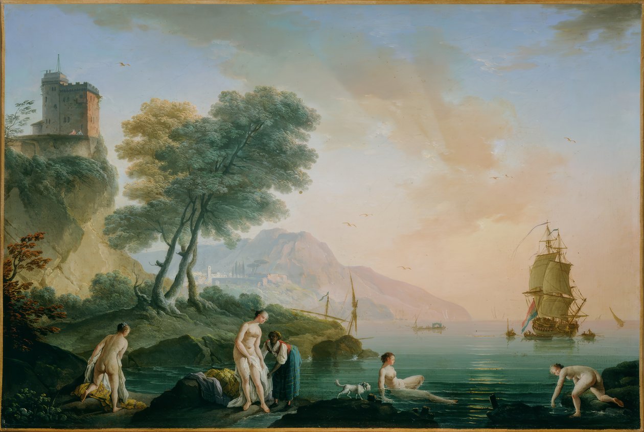 Badende Mädchen am Meeresufer tekijältä Claude Joseph Vernet