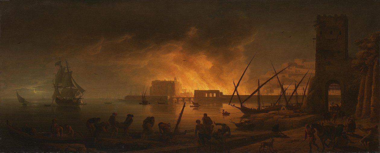Tulipalo merisatamassa yöllä, 1748 tekijältä Joseph Vernet