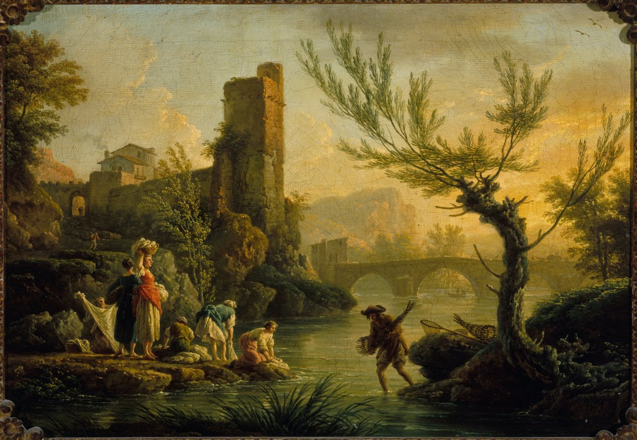 Maisema pesijättärien kanssa, 1763 (öljy kankaalle) tekijältä Joseph Vernet