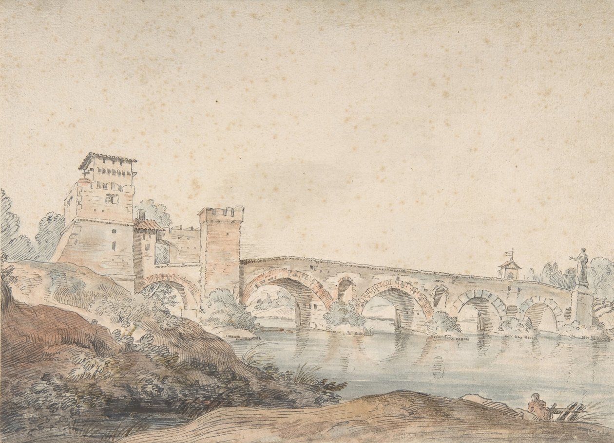 Ponte Molle, Rooma, 1700-luku. tekijältä Joseph Vernet.