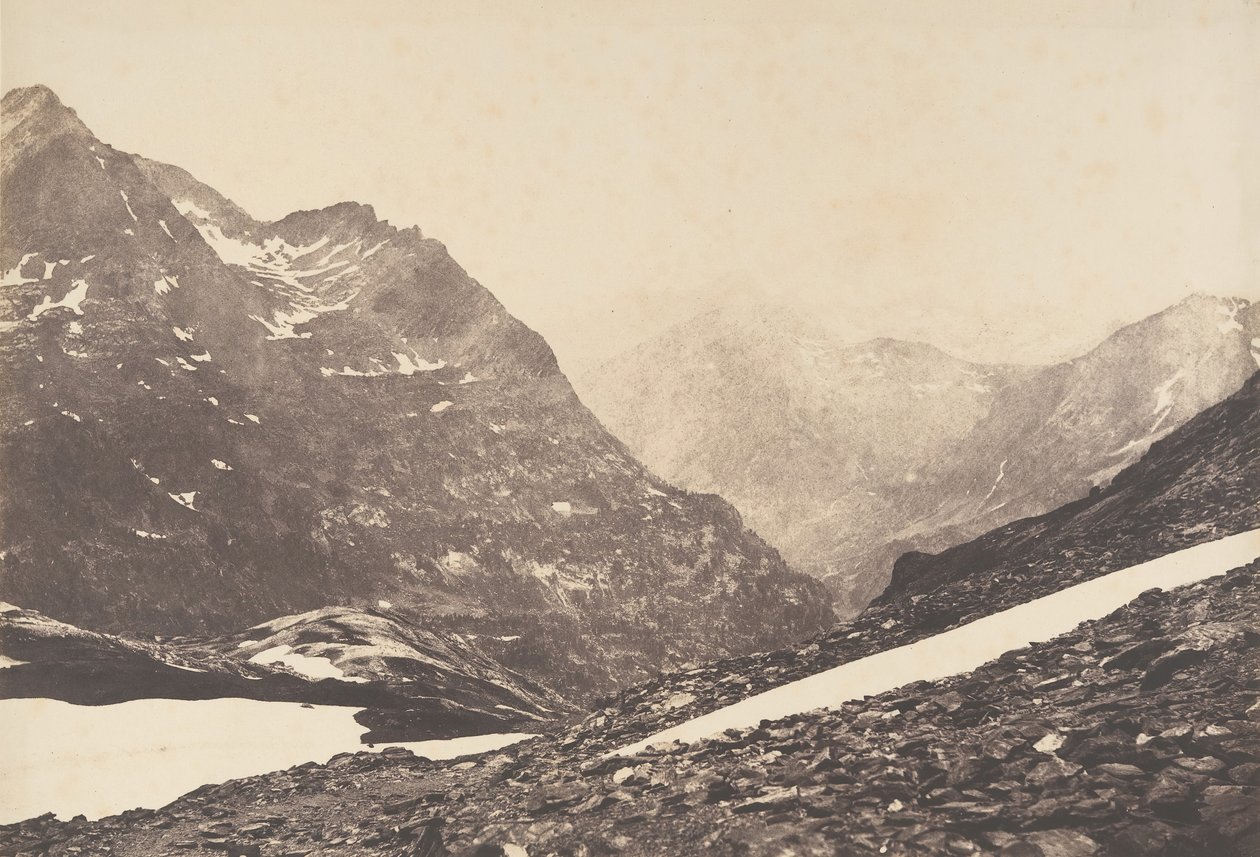 Näkymä Maladettan osalle ja vuorille Vénasquen sataman huipulta, 1853. tekijältä Joseph Vigier
