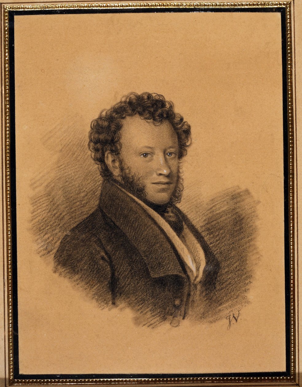 Muotokuva kirjailija Alexandre Pouchkinesta (1799-1837) - Joseph Vivienin (1793-1852) työ, kynä ja akvarelli paperille tekijältä Joseph Vivien