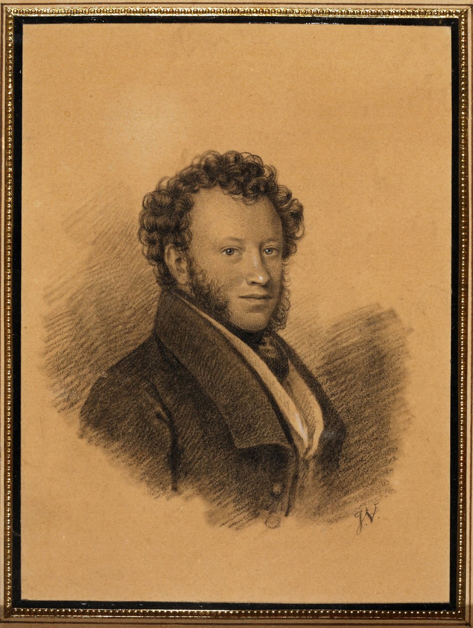 Muotokuva kirjailija Aleksanteri S. Pushkinista 1799-1837, 1827 tekijältä Joseph Vivien