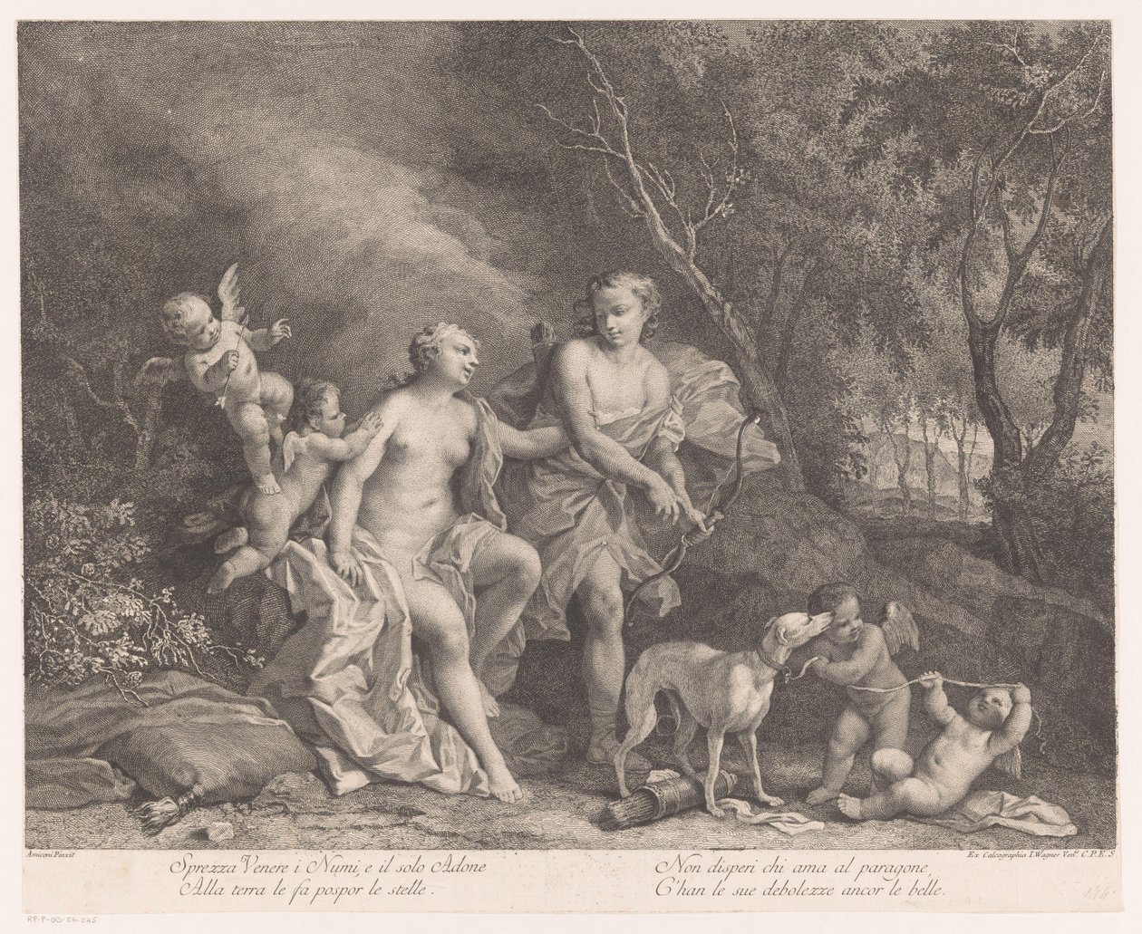 Venus ja Adonis rakastajina neljällä putilla tekijältä Joseph Wagner (possibly)
