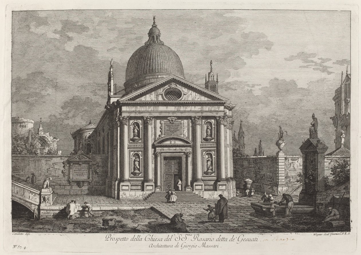SS:n kirkon esite. Rukous, joka tunnetaan nimellä Gesuati tekijältä Joseph Wagner after Canaletto