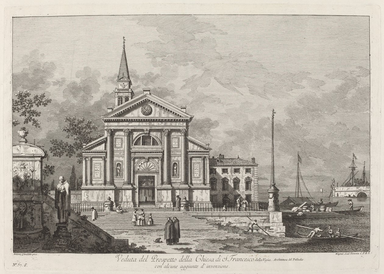 Näkymä S. Francescon kirkon esitteestä tekijältä Joseph Wagner after Canaletto