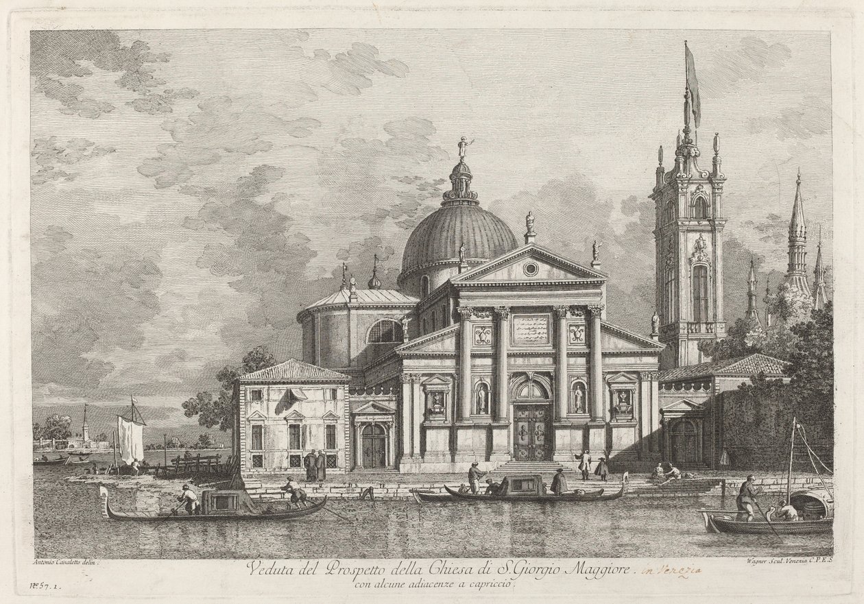 Näkymä S. Giorgio Maggioren kirkon esitteestä tekijältä Joseph Wagner after Canaletto