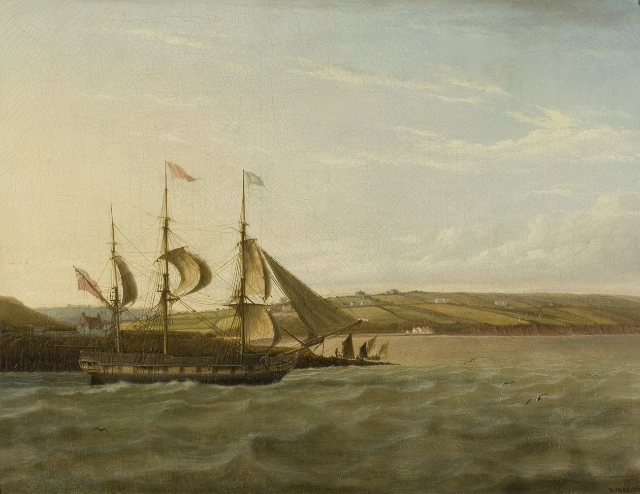 A Ship Passing Portishead, n. 1832 (öljy kankaalle) tekijältä Joseph Walter