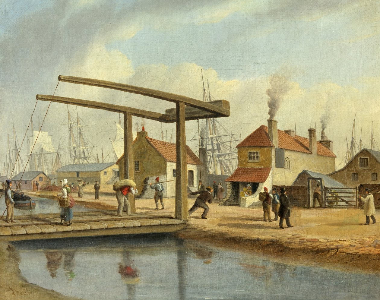 Monmouthshiren kanava Newportissa, 1800-1850 tekijältä Joseph Walter