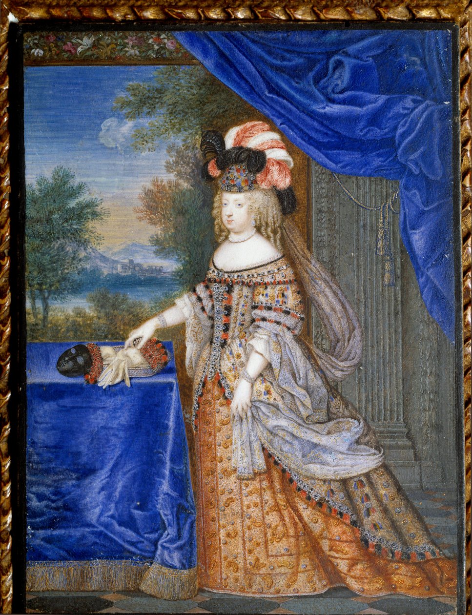 Itävallan Marie Theresen muotokuva puolalaisessa asussa (1638 - 1683) Ranskan kuningatar. Werner Joseph Le Jeunen (1637-1710) sveitsiläinen maalaus tekijältä Joseph Werner