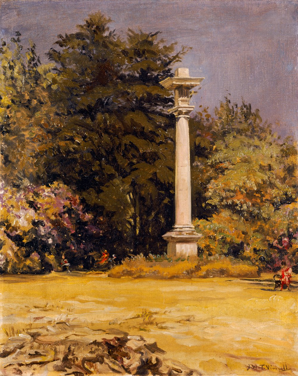 Dorinen pylväs - Monoliitti, Chiswick House (öljy kankaalle) tekijältä Joseph Williams Topham Vinall