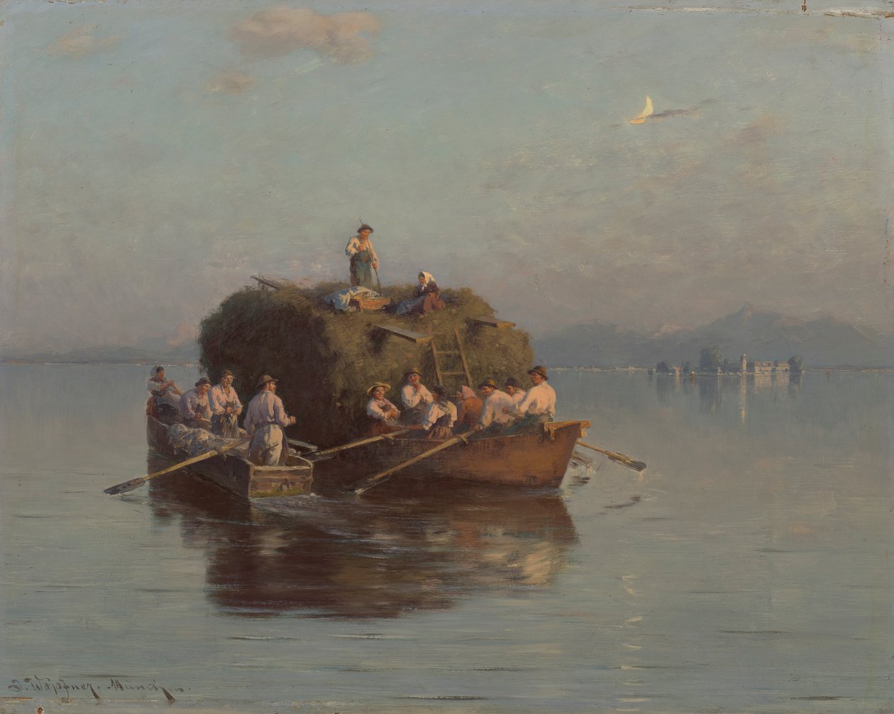 Heinävene Chiemsee-joella tekijältä Joseph Wopfner