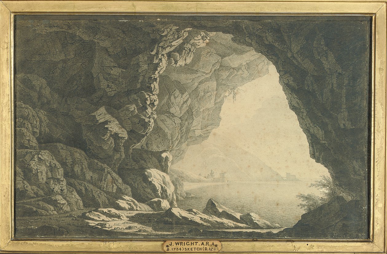 Luola Salernonlahdella, Aamu, n. 1800 tekijältä Joseph Wright of Derby