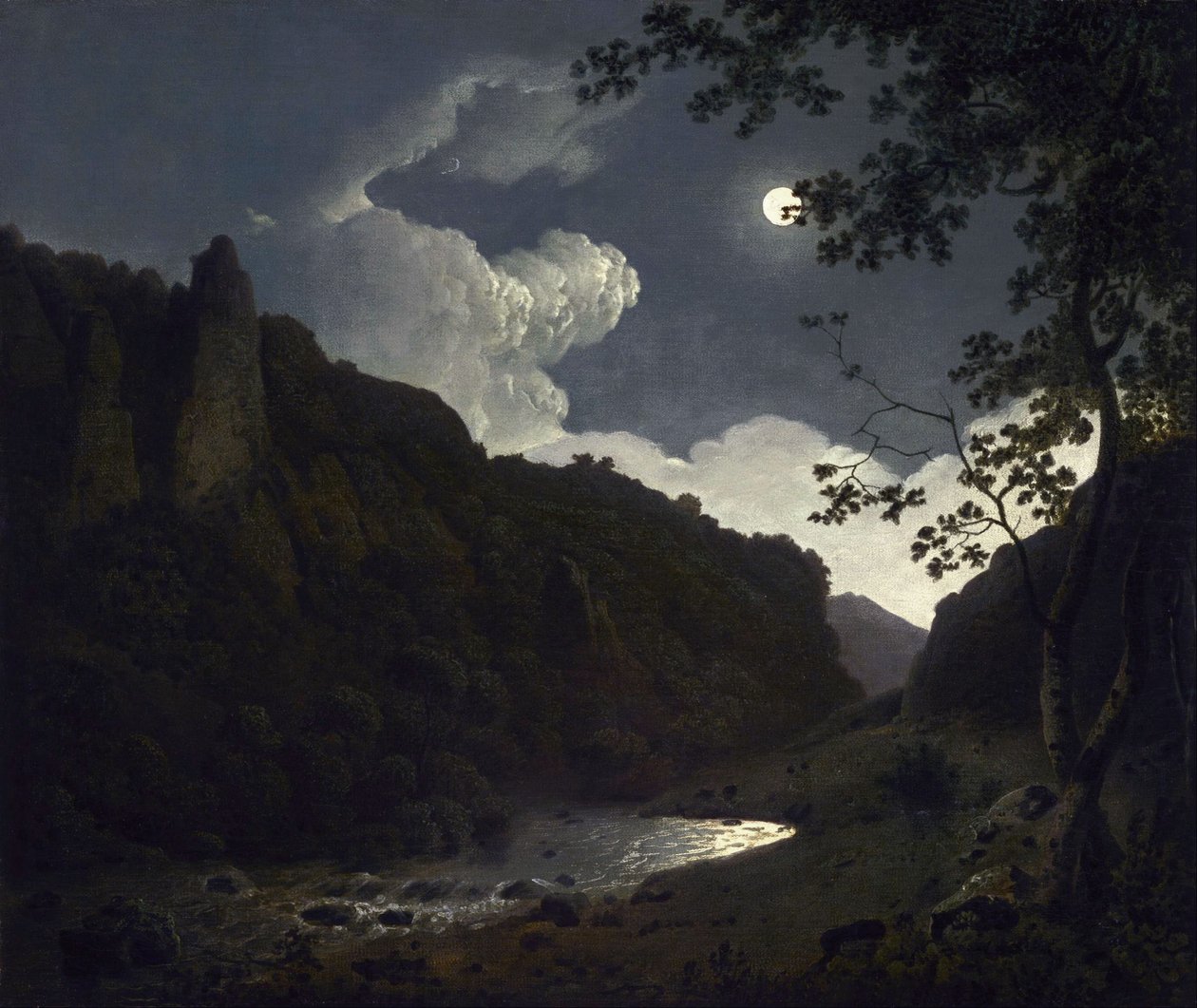 Dovedale kuunvalossa tekijältä Joseph Wright of Derby