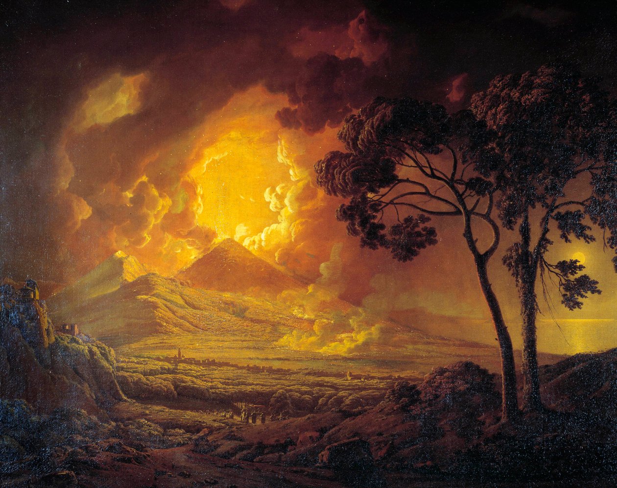 Vesuvan purkaus Pyhän tammikuun oven päällä kulkueessa Joseph Wrightin maalaus Derbystä (1734-1797) 1700-luvun Moskova, Pushkin-museo tekijältä Joseph Wright of Derby