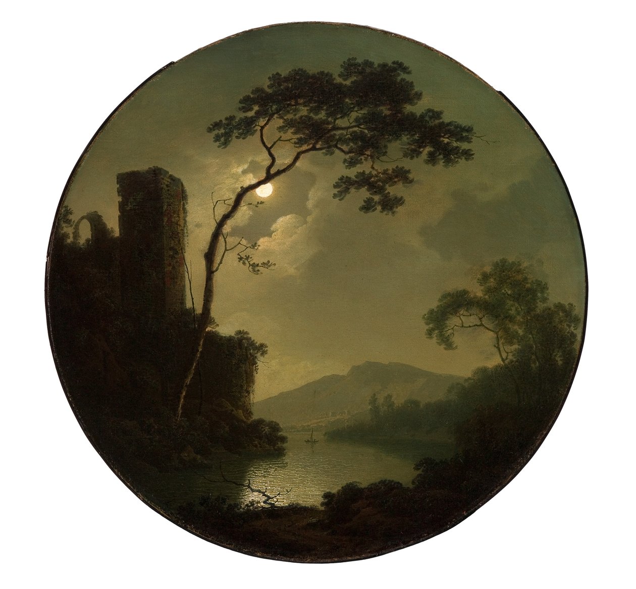 Järvi ja linna kukkulalla tekijältä Joseph Wright of Derby