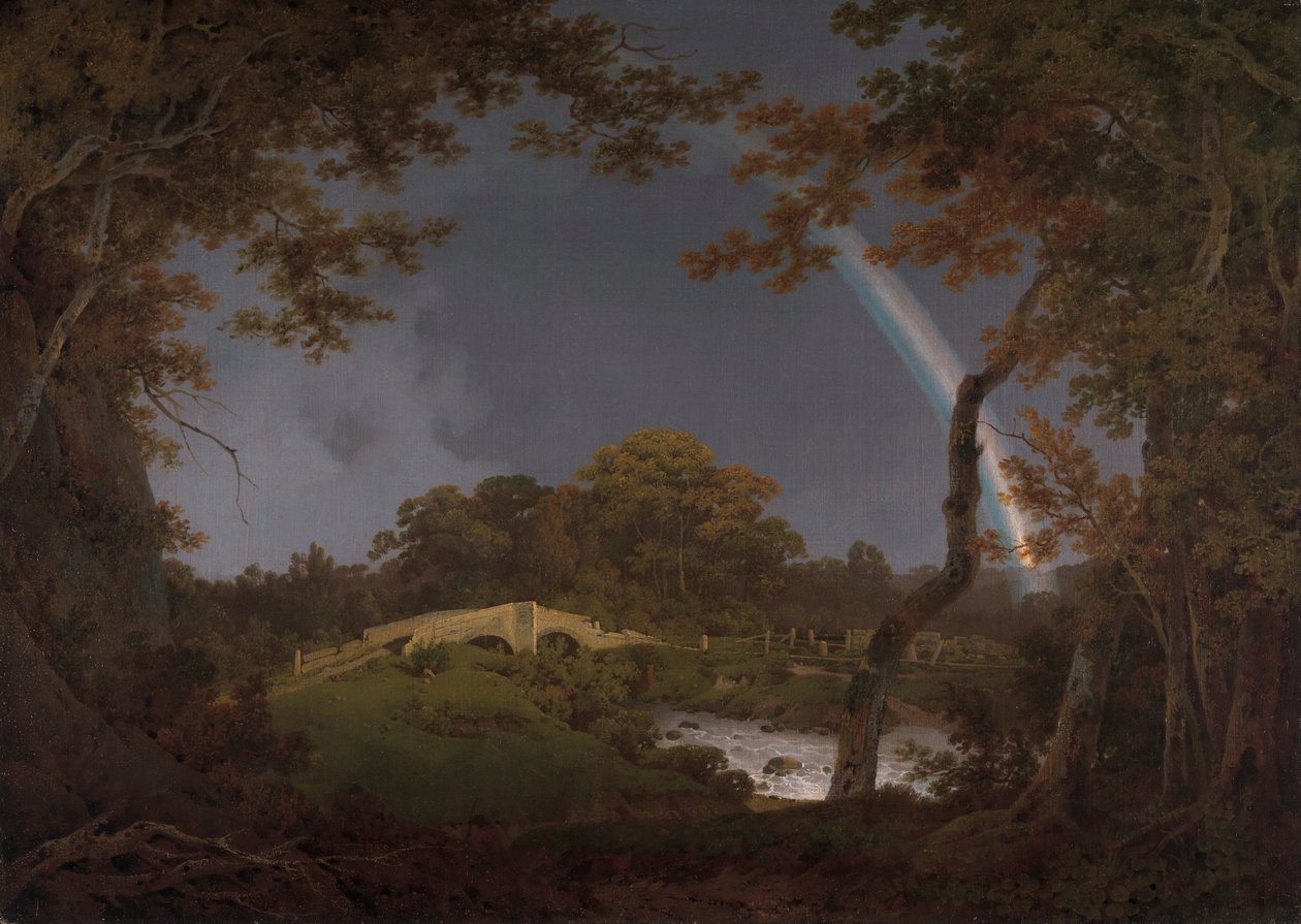 Maisema sateenkaaren kanssa tekijältä Joseph Wright of Derby