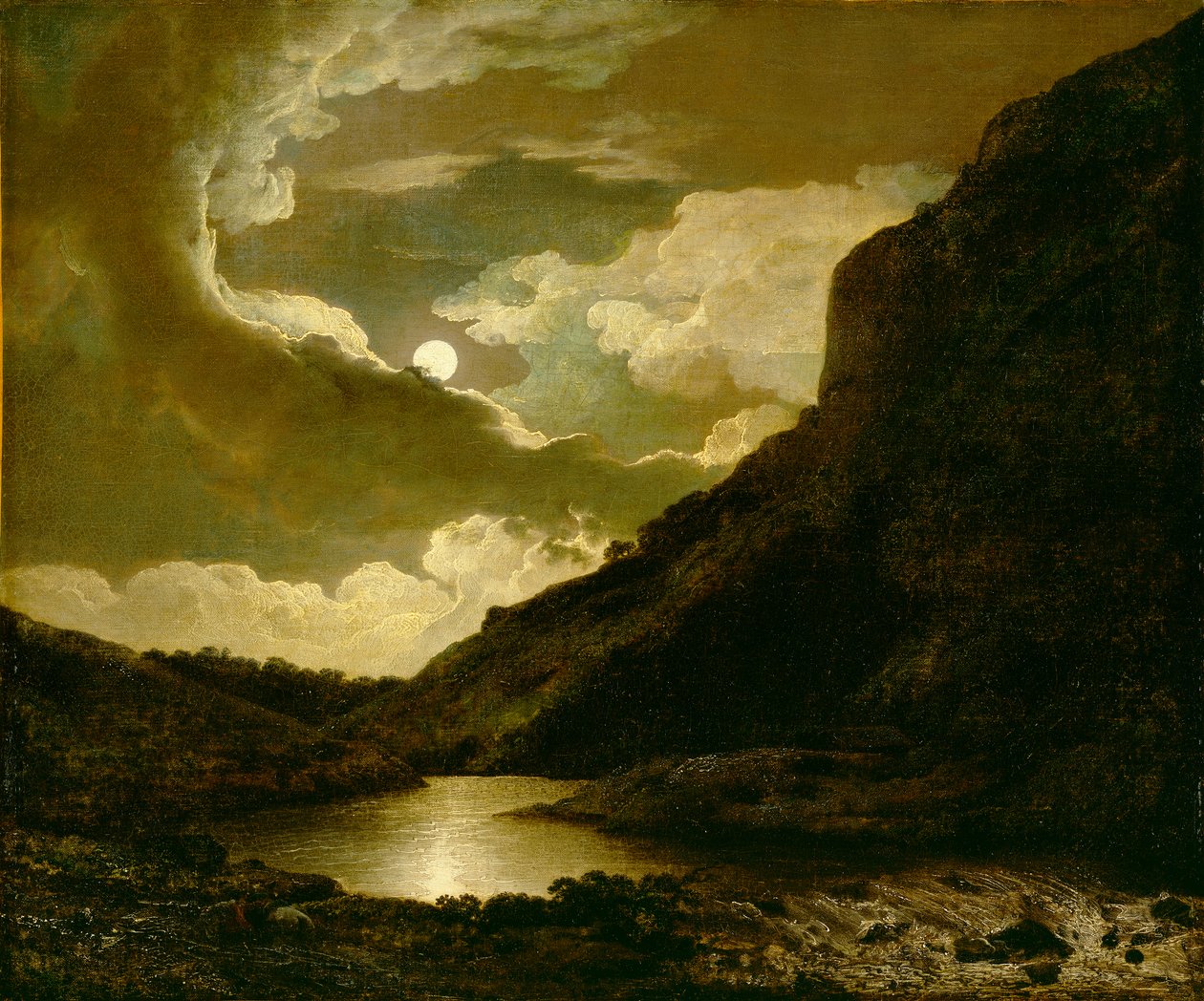 Moonlightin Matlock Tor, n. 1778 tekijältä Joseph Wright of Derby