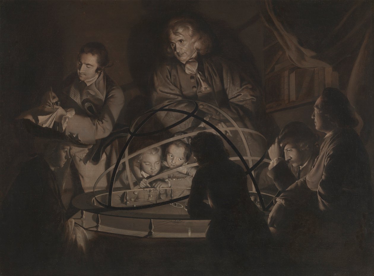 Filosofi pitämässä luennon Orrerysta tekijältä Joseph Wright of Derby