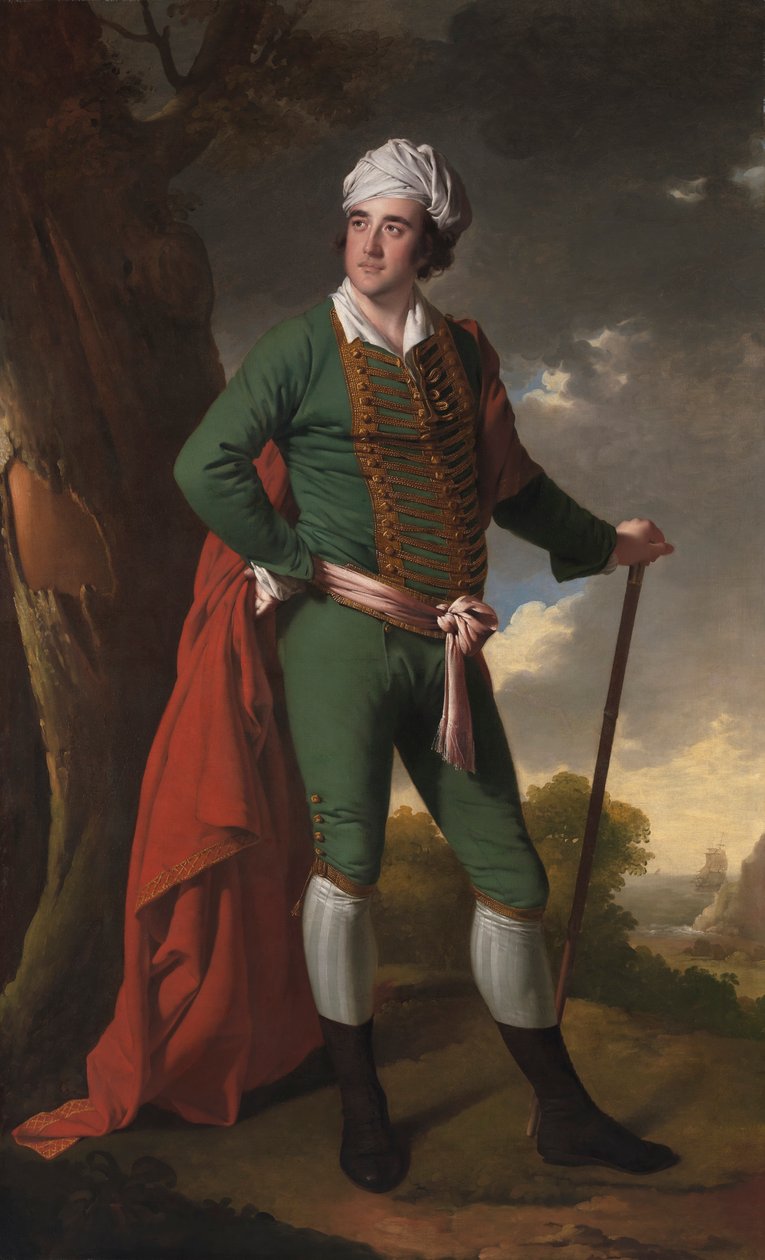 Miehen muotokuva, joka tunnetaan "intialaisena kapteenina" tekijältä Joseph Wright of Derby