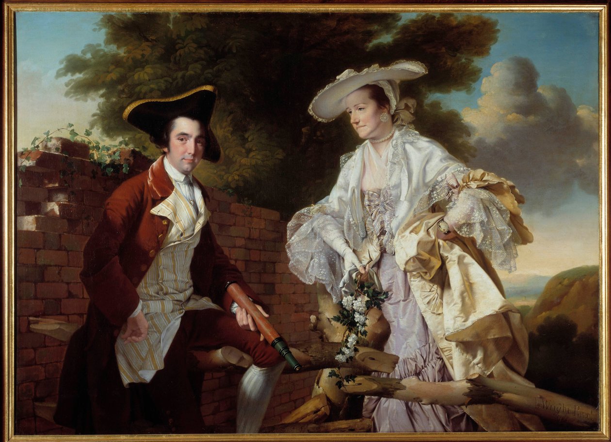 Kartografi Peter Perez Burdett (1735-1793) ja hänen vaimonsa Hannah muotokuva Joseph Wright of Derby (1734-1797) maalaus 1765 Praha, Kansallisgalleria tekijältä Joseph Wright of Derby