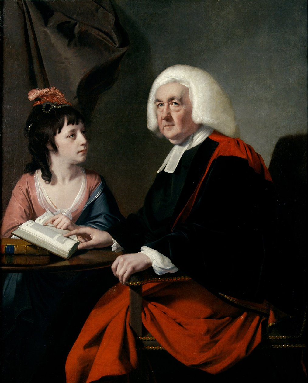Pastori Thomas Wilson (1703-84) ja neiti Catherine Macaulay (1731-91) (öljy kankaalle) tekijältä Joseph Wright of Derby