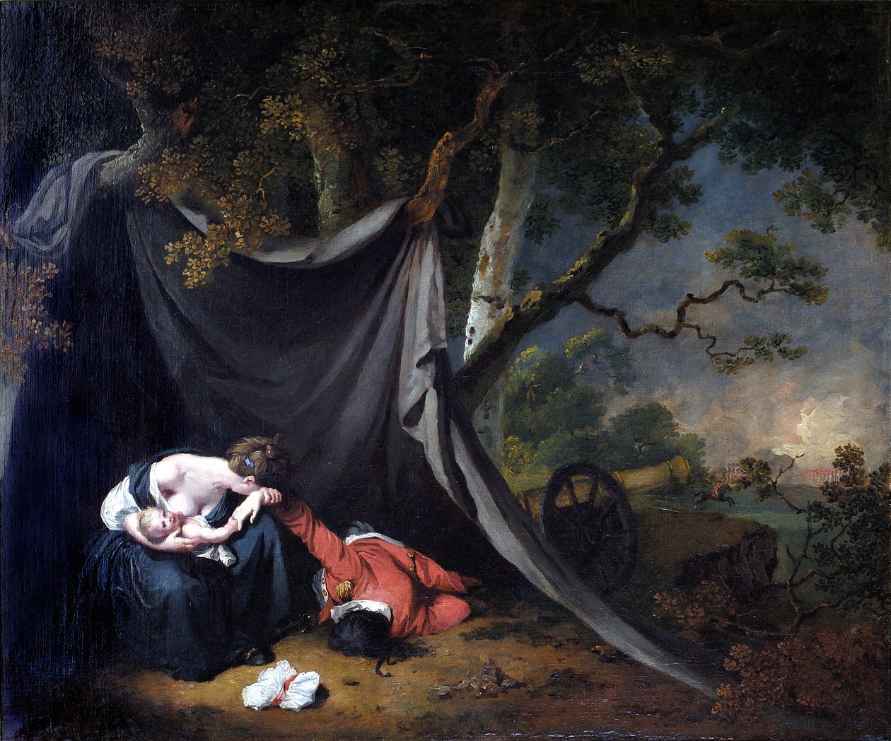 Kuollut sotilas, noin 1789 (öljy kankaalle) tekijältä Joseph Wright of Derby