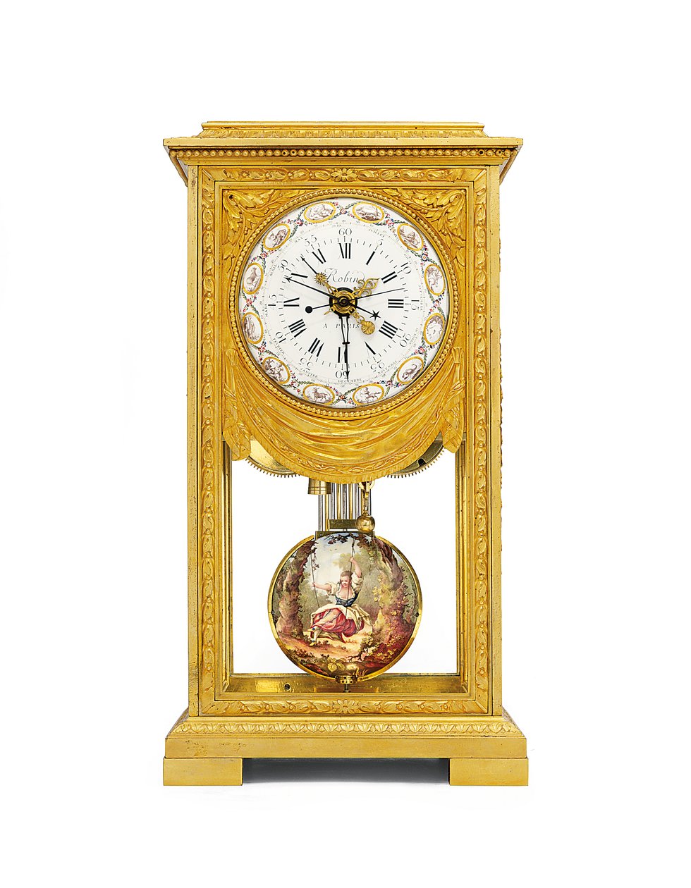 Louis XVI kuukausittainen keski- ja aurinkoaika vaippasäädin korjauksella tekijältä Joseph and Robin Robert  Coteau