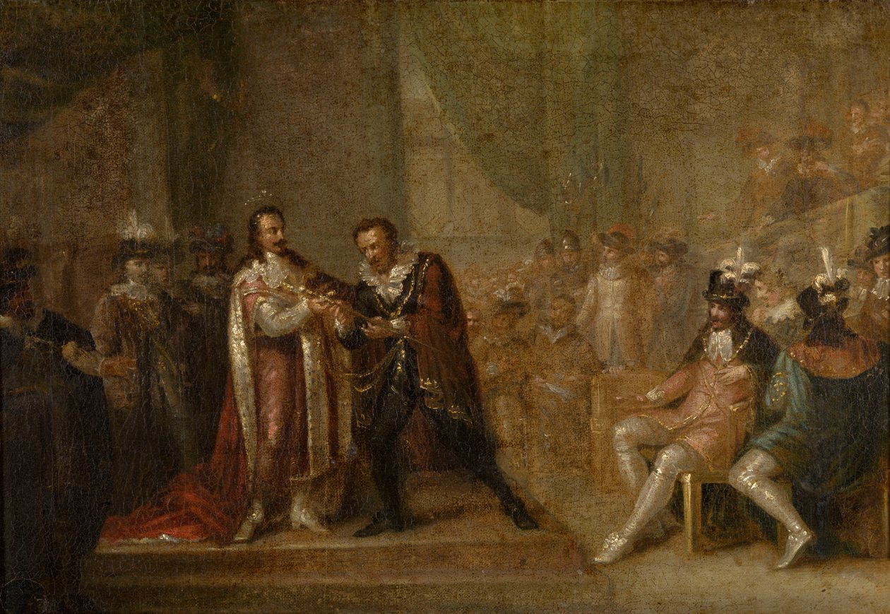 Peter Paul Rubens vastaanottamassa miekan Englannin Kaarle I:ltä tekijältä Joseph de Cauwer