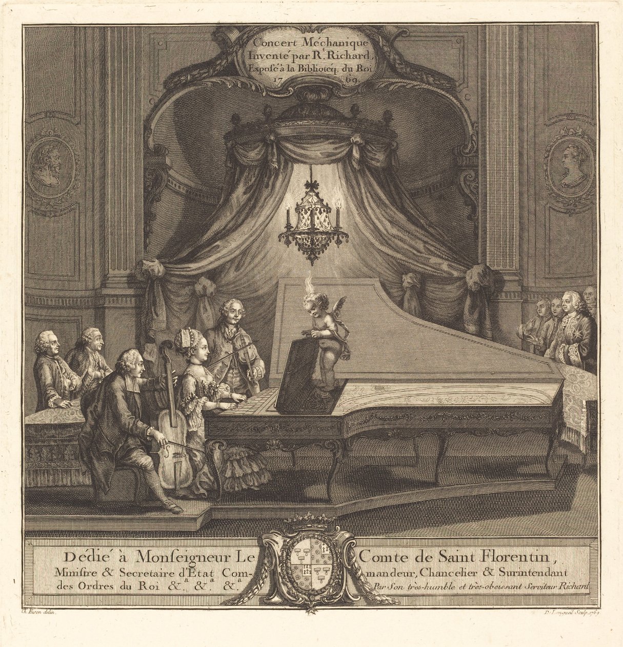 Mekaaninen konsertti tekijältä Joseph de Longueil after Charles Eisen