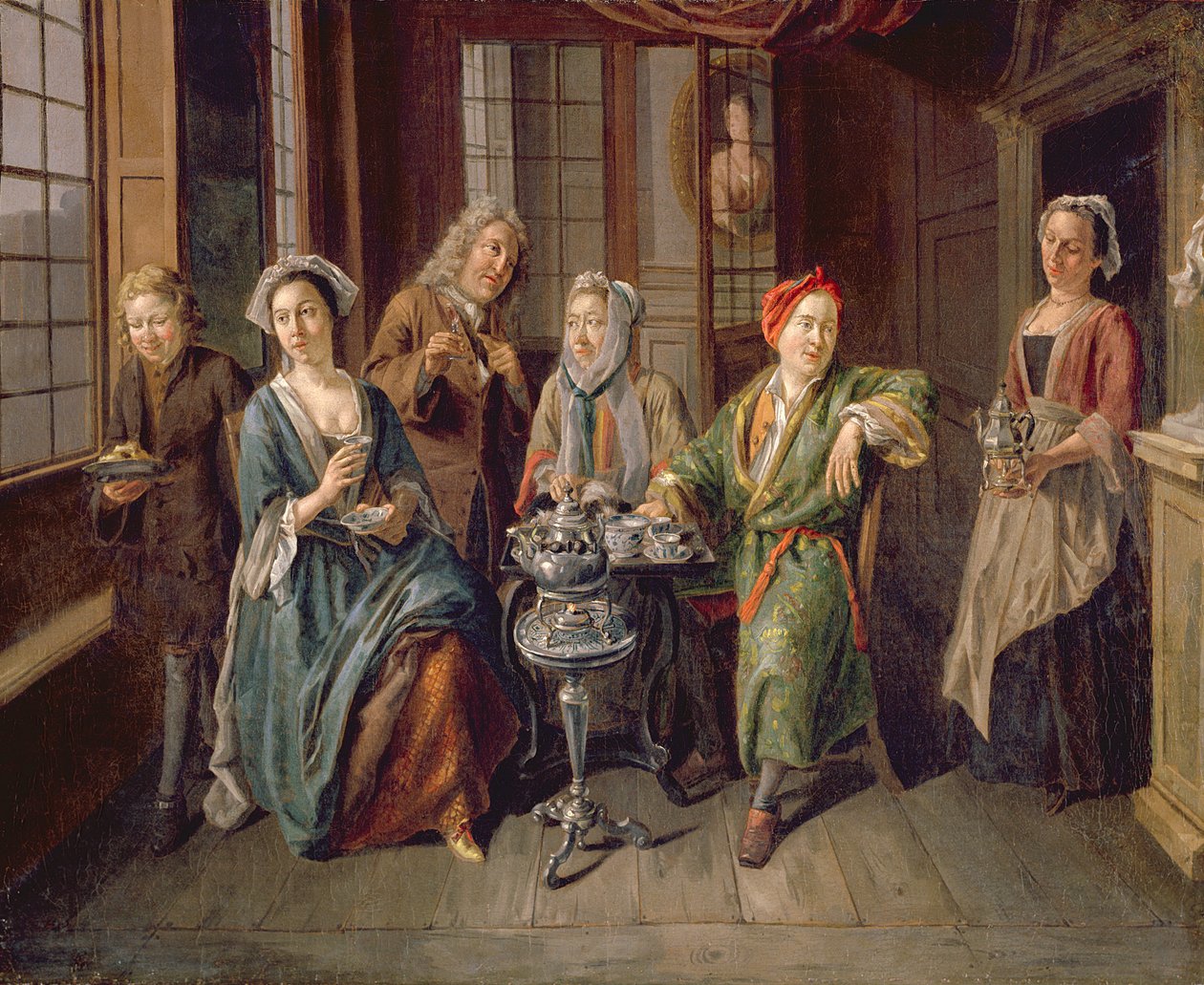Tea Party, n. 1720 (öljy kankaalle) tekijältä Joseph van Aken
