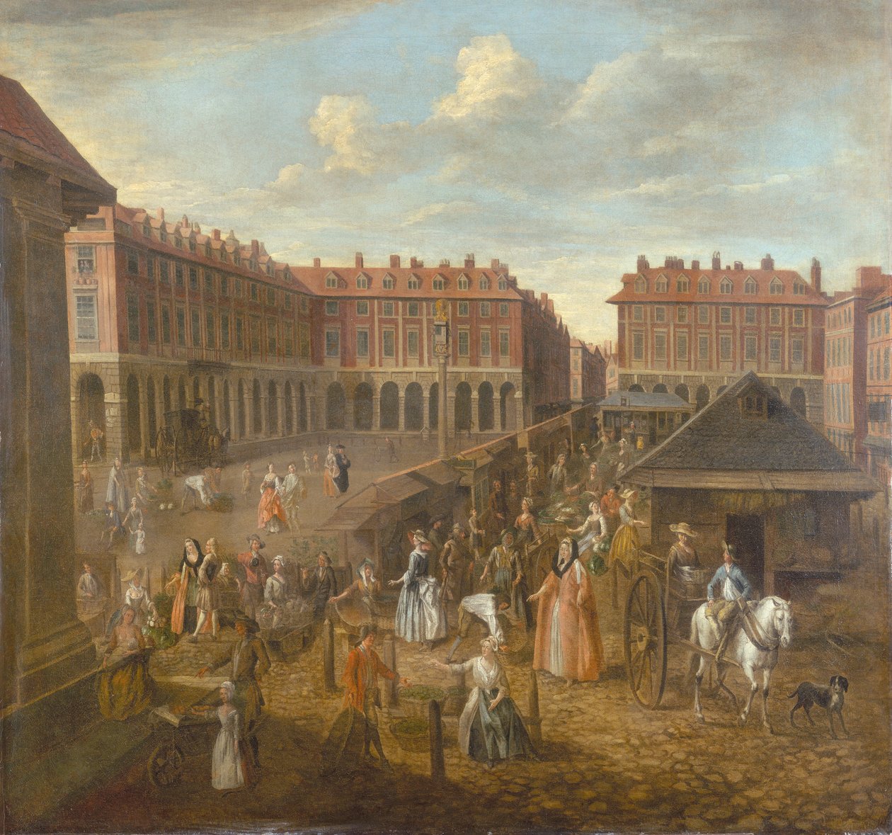 "Covent Garden Piazza and Market", c1725 tekijältä Joseph van Aken