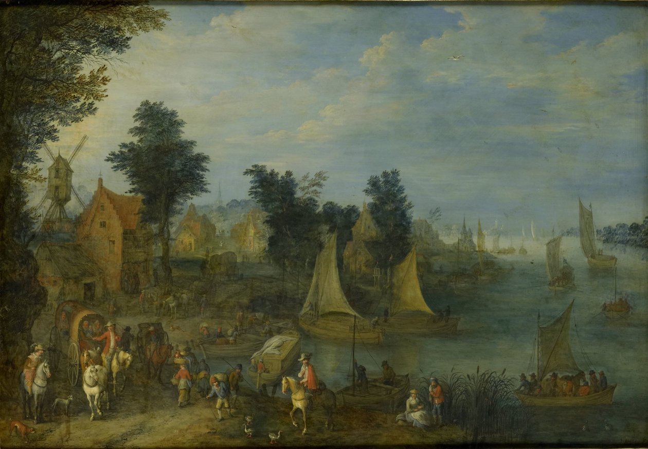 Kylä joen rannalla tekijältä Joseph van Bredael