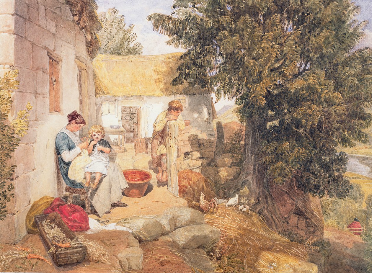 Mökkejä lähellä Symonds Yatia maaseutuhahmoilla, 1825 tekijältä Joshua Cristall