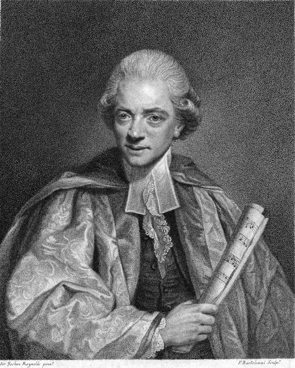 Charles Burney (1726-1814) Francesco Bartolozzin (1727-1815) kaiverruttama, julkaistu 1784. tekijältä Joshua Reynolds