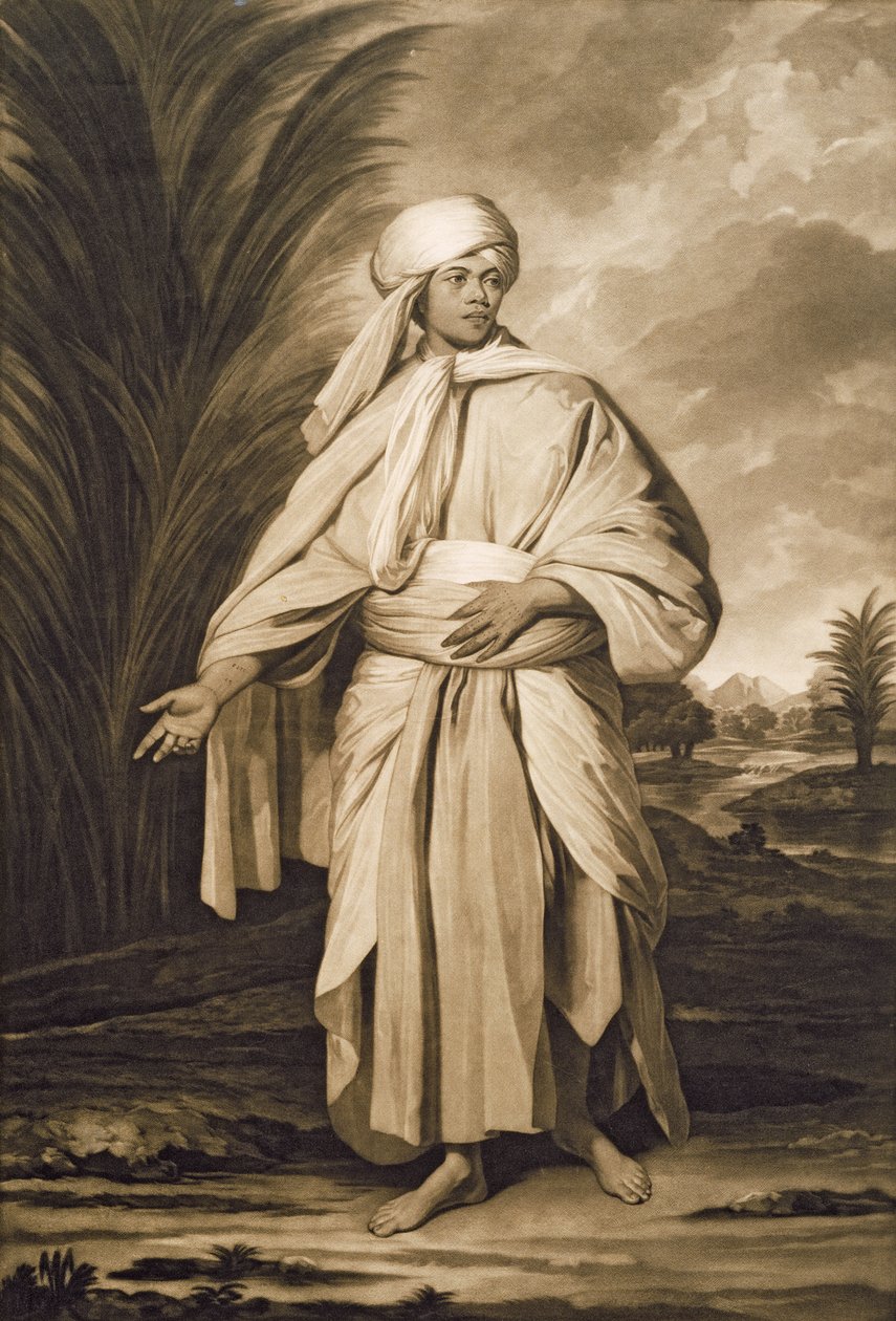 Omai, kaiverrus John Jacobe, 1777 (mezzotint) tekijältä Joshua Reynolds