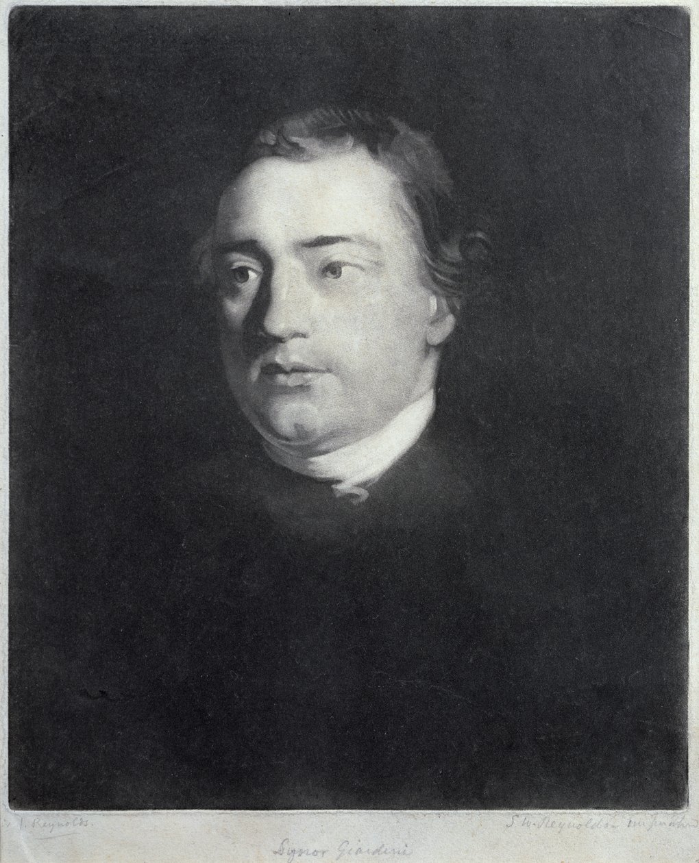 Muotokuva Felice de Giardinista (1716-96), italialainen viulisti, kaiverrus Samuel William Reynolds (1773-1835) tekijältä Joshua Reynolds
