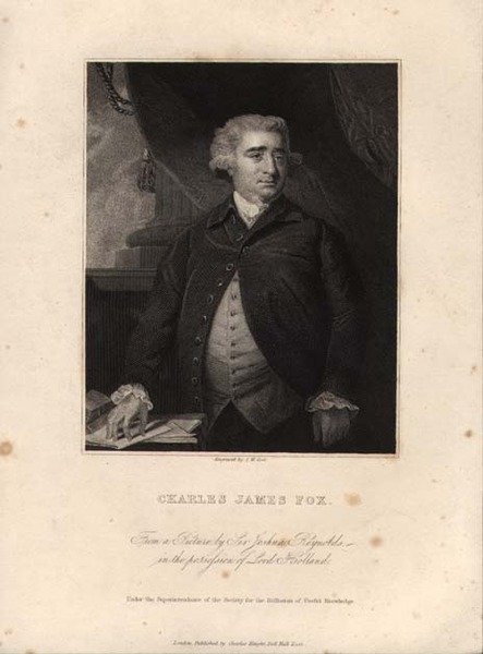 Charles James Fox (1749-1806), kaiverrus John William Cook (kaiverrus) tekijältä Joshua (after) Reynolds