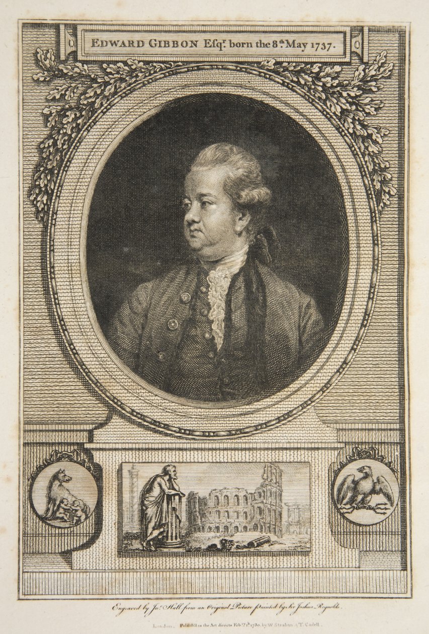 Edward Gibbon, Esq., pub. 1730 (kaiverrus) tekijältä Joshua (after) Reynolds